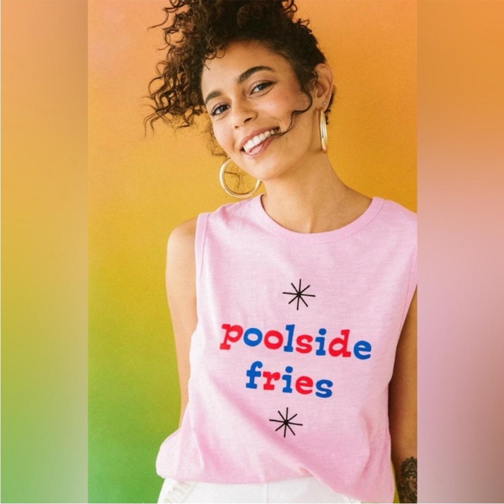 Ban.do poolside fries retro graphic tee L NWT cotton